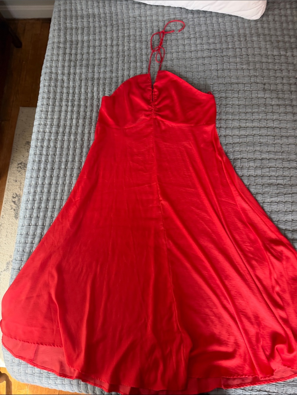 Banana Republic Strapless Red Satin A-Line Dress
